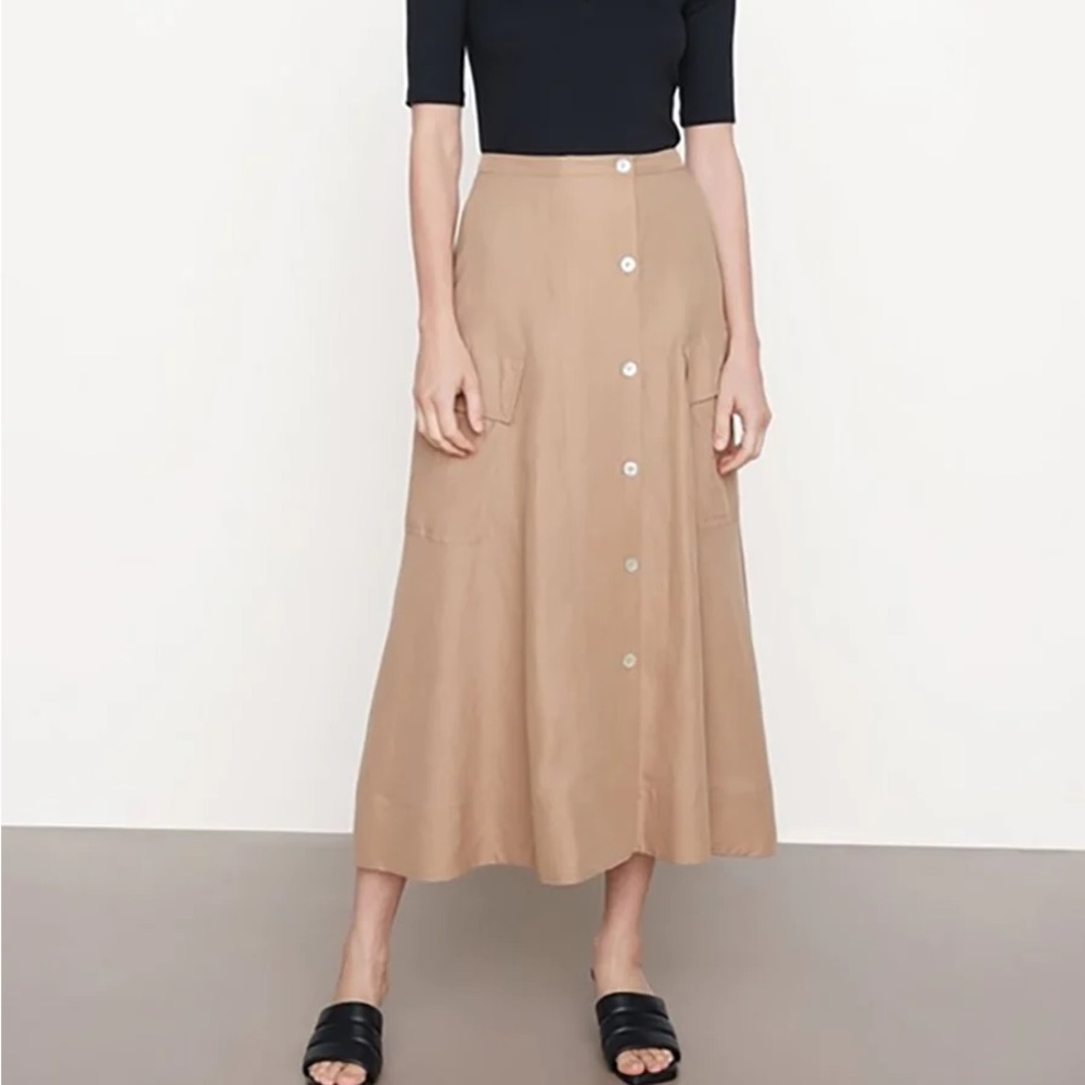 VINCE Utility Button-Front Midi-Skirt